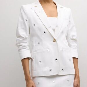 NWT Sz 4 Cinq à Sept White Blazer with mirror disc Details